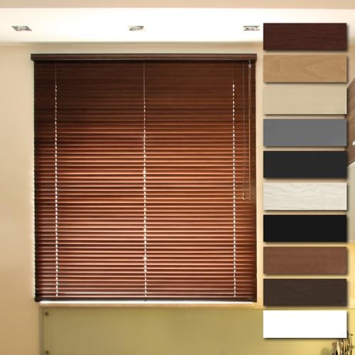 Holz Jalousie nach Maß, hochwertige 25mm Lamellen Maßanfertigung, langlebige nachhaltige Fensterdekoration, auch ohne Bohren