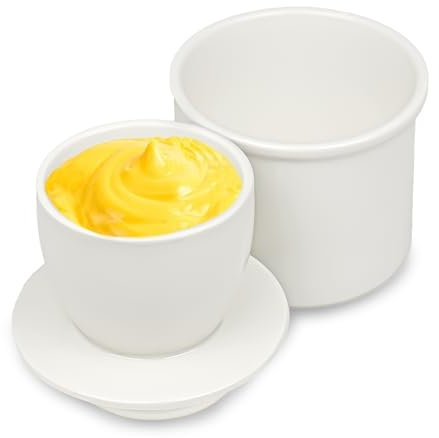 AolKee Mantequillera con Tapa blanca 350 ml, Mantequillera de Porcelana con Tapa, contenedor de mantequilla, almacenamiento de cocina, almacenamiento de mantequilla blanca para cocina