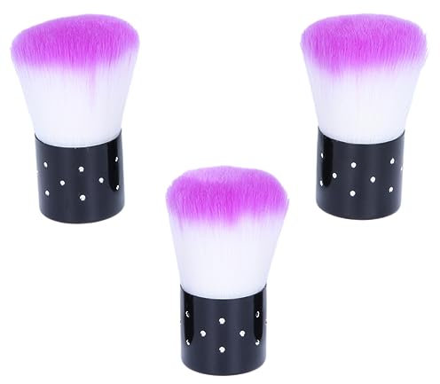 3pcs Purple Manicure Dust Brush Artificial Fiber Plastic
