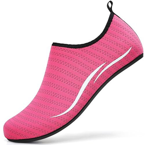 Badeschuhe Damen Wasserschuhe Neoprenschuhe Frauen Strandschuhe Aquaschuhe Surfschuhe Schwimmschuhe Wassersportschuhe Barfuß Schuhe Bequem Hausschuhe (Dunkelrosa,40 EU)