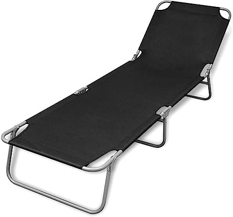 Gecheer Sonnenliege Gartenliege Relaxliege Freizeitliege Gartenmöbel Liege Holzliege Strandliege Saunaliege Liegestuhl Klappbar mit Rückenlehne Verstellbar Schwarz