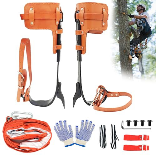 TIMILAND Tree Climbing Spikes Set,Tree Climbing Gear,Adjustable Length Design,Alloy Steel Pole Climbing Spurs,Hunting and Observation,Fruit Picking (Set H)