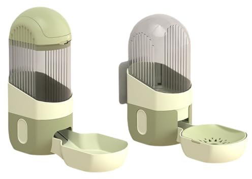 Osmond Automatische Tränke und Futterstation zum Aufhängen für Kaninchen, geeignet für Chinchillas, Schweinchen, Igel, Grün