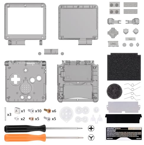 IPS Ready Upgraded eXtremeRate Clear Black Custom Replacement Housing Shell for Gameboy Advance SP GBA SP – Compatible with Both IPS & Standard LCD – Console & Screen NOT Included
