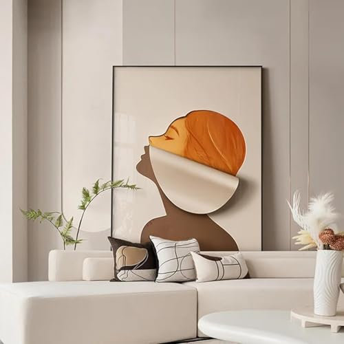 ZHAOLIN Abstraktes Mädchen-Sofa-Hintergrundwand-Leinwandgemälde, luxuriöse, moderne Frau, Kreativität, Poster, Drucke für Wohnzimmerdekor, 70 x 100 cm, rahmenlos