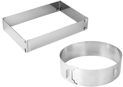 Zenker 9925350 Einstellbarer Tortenring, Kuchenform, Backrahmen, Edelstahl, Silber, 15-30 cm und 27,5-52 x 18,5-34 cm