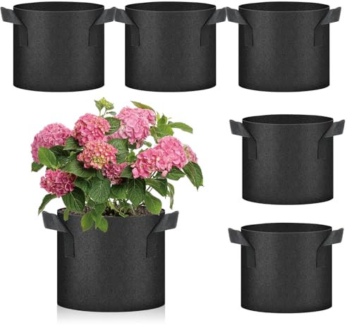 CATELL 6 Pack 3 Gallon Plant Grow Bags, 12L Aeration Fabric Pots with Handles for Outdoor Garden Fruits Vegetable Flower Plant Growing Bags