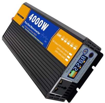 5000W 4000W 3000W DC 12V/24V/48V/60V/72V Onduleur à onde sinusoïdale pure haute efficacité Chargeur Entrée CC Sortie CA 120 V/240 V Onduleur de puissance solaire basse fréquence,4000w,24V to 220V
