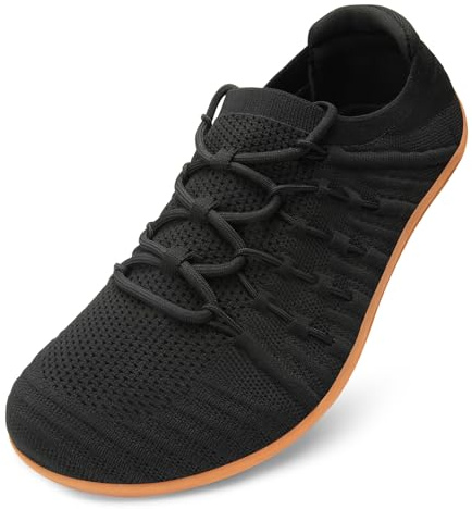 Mens Barefoot Shoes Wide Toe Minimalist Trail Running Shoes Zero Drop Walking Shoe Outdoor Casual Sneaker,Dark Black,9UK