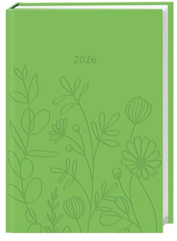 Kalenderbuch grün A6 - Kalender 2026 - Heye-Verlag - Taschenkalender mit Platz für Termine und Notizen - 11,5 cm x 16,5 cm