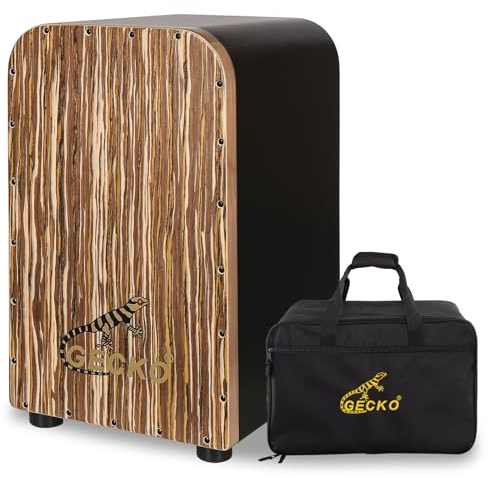 GECKO GL40BK Cajon Drum – 19 Wooden Percussion Box with Removable Snare for Versatile Sound, Deep Bass & Sharp Slaps, Adjustable Hand Drum