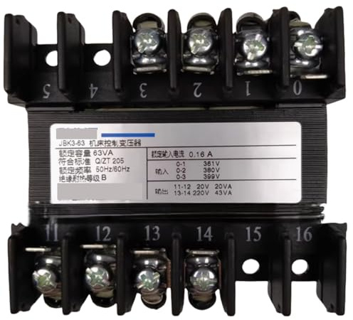 IndusTradCorp JBK3-63VA Entrada 380V Salida 220V 43VA, 20V Transformador de Control 20VA, Transformador de Potencia de Control