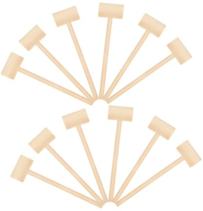 GALPADA 24pcs Mini Wooden Mallet Lightweight Solid Wood Hammer for Small Chocolate Cracking Craft Tool Party Game Prop with Smooth Natural Finish