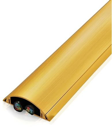 QSNYJPL Canaline Passacavi, Canaletta per Cavi Elettrici da 100 Cm per Pavimento, Canalina Passacavi Adesiva in Lega di Alluminio, Proteggi Cavi per Soggiorno e Ufficio(Yellow,28mm/1.1in)
