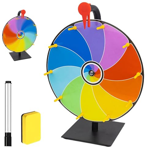 Roue de la Fortune, TGKYK 30cm La Roue de la Fortune avec Gomme et Marqueur, 10 Sections Roue de La Chance, Roue Jeu, Roue de Loterie pour Jeux de Loterie, Fête de Carnaval, des Ventes