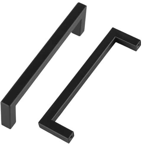 Trintion 15 Pack Black Cabinet Kitchen Handles Hole Center 128mm Square Bathroom Cabinet Handles