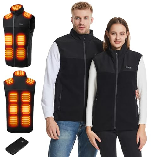 Gnkdfon Gilet Riscaldato Uomo Donna,Triplo Comando,Gilet USB Riscaldato con Batteria, Dimensioni Regolabili, 3 Temperature 13 Zone di Riscaldamento Giacca Riscaldata per Escursionismo e Sci