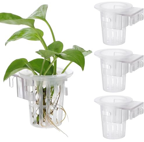 DIYEAH Lot de 4 Paniers Suspendus pour Plantes D'aquarium, Jardinières Aquatiques Trous D'aération, Pots pour Hydroponie, Supports Solide pour Culture Saine Aquarium Poissons
