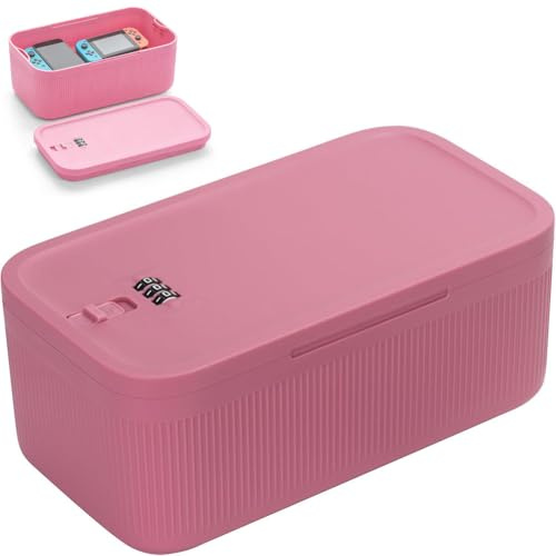 Mini Tresor Klein Abschließbare Box 3-stellig Zahlenschloss Box, Kleine abschliessbare Box mit Kombinationsschloss für Geldkassette, Wertsachen Medikamente Schmuck (Rosa)