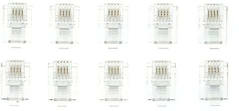 CABLEPELADO Lot de 10 connecteurs RJ11, connecteurs téléphoniques modulaires, connecteur 6P4C | AWG26 | Convient pour les applications téléphoniques, fax, vocales dans les systèmes de câblage