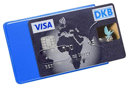 orgaexpert 6X EC Kartenhülle Stabil NEU Kreditkartenhüllen, Scheckkartenbox, Schutzhülle (Blau - transparent)