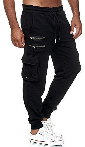 Red Bridge herr cargo joggingbyxor joggingbyxor joggingbyxor träningsbyxor dubbel dragkedja M4246, svart, XL