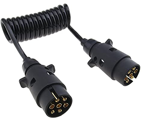 Create idea Verlängerungskabel 1,2M 7-polig Männlich Stecker auf Männlich Stecker Adapter Spiralkabel Anhängersteckdose Kupplung Steckdose Anhänger Wohnwagen