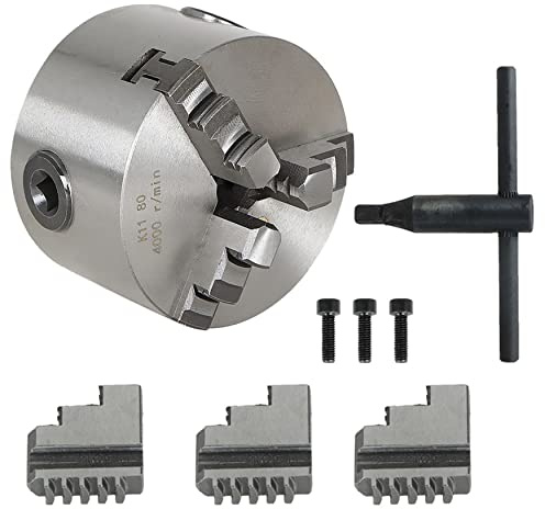 WFLNHB K11-80 3 Inch 3 Jaw Self Centering Lathe Chuck 3 for CNC Drilling Milling Machine Total 2 Set of Jaws