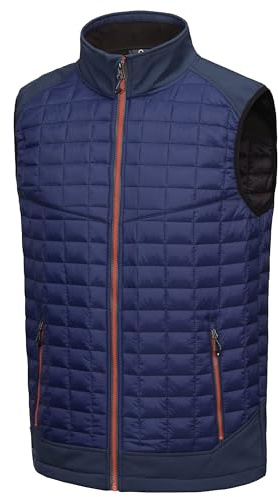 Little Donkey Andy Men’s Lightweight Puffer Vest, Warm Outdoor Sleeveless Jacket for Hiking Travel Running Blue S