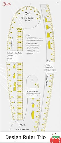 Dritz Design Ruler Trio with Styling Design, Curve & Hip Curve Rulers for Sewing