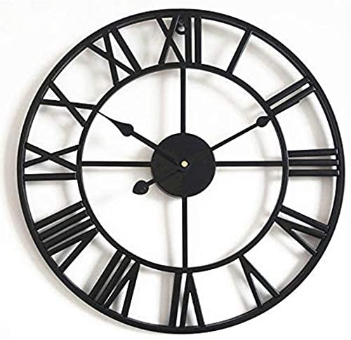 ACCSHINE 40 cm Orologio da Parete Grande in Stile Vintage in Metallo Numeri Romani Orologio da Parete Vintage Silenzioso Non Ticchettio a Batteria Soggiorno Arredamento Camera da Letto(Nero)