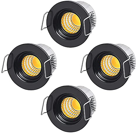 HVZUM Klein Mini LED Einbaustrahler 3W, warmweiß, 4 Stück | 230V, Mit Transformator, COB Downlights, 300lm, Für Weinschrank/Schrank/Küche/Wohnzimmer