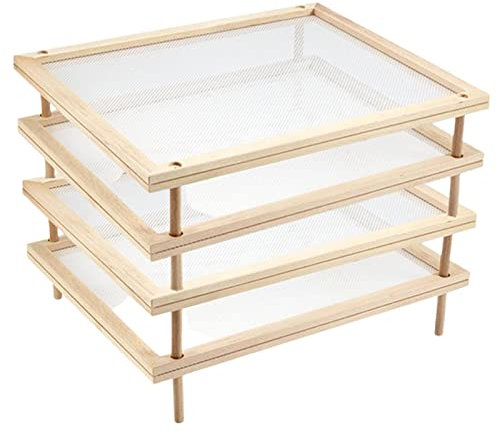 Deshidratador de alimentos de madera, tendedero apilable extraíble con malla, estante para fruta abierta de madera pulida por circulación de aire, saludable y seguro para ahorrar espacio de dis