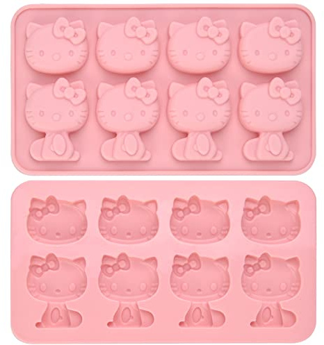 Hello Kitty Silicone molds,Small ice mold,Chocolate tray for Sugarcraft, Birthday Cake Decoration, Gum paste Icing, Candy Chocolate Cupcake Topper Decorating and DIY Baking Tools 8 Cups 2 pack