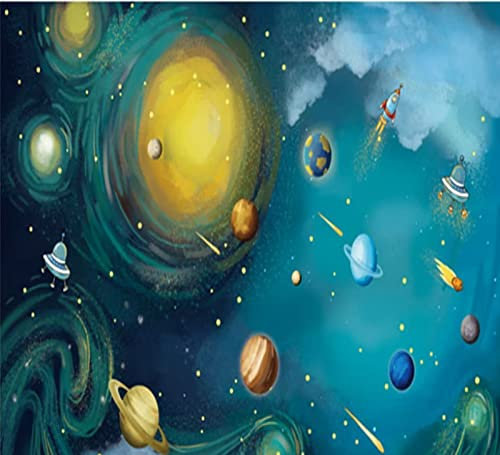 Fotomural Efecto 3D Sueño Astronómico Espacio Exterior Planeta Pintura Al Óleo Papel Pintado No Tejido Papel De Pared Creativo Habitación De Chico Decoración De Pared De Salón 300(W)X210(H)Cm