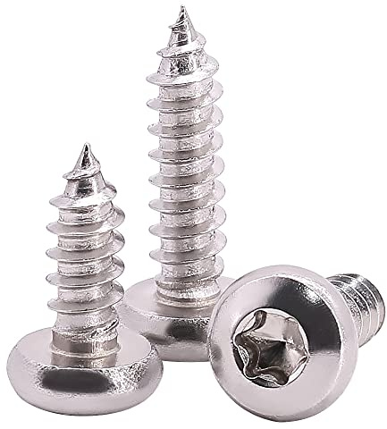 #8 x 1/2 Pan Head Torx Drive Self Tapping Screws, 304 Stainless Steel 18-8 Wood Screw Sheet Metal Screw, Star Drive, Full Thread Coverage, Pack of 100