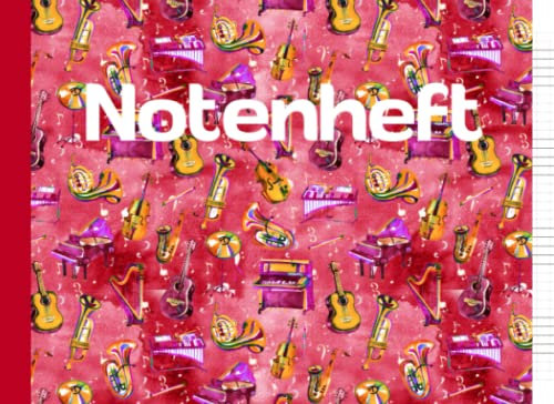 Notenheft QUER | mit Hilfslinien | A5: 4 Notensysteme | große Abstände für Kinder und Senioren | 102 Seiten