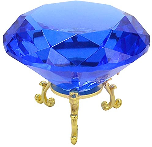8 cm großer Kristalldiamant-Briefbeschwerer mit Ständer, Schmucksteine, Hochzeitsdekoration, Heimdekoration, Blau