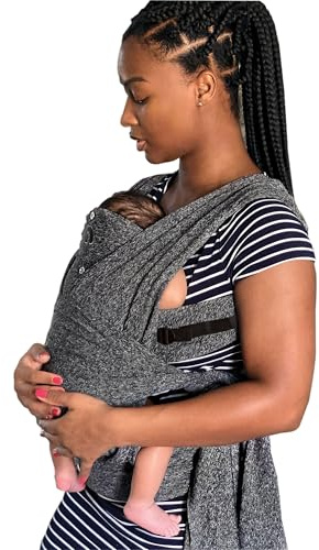 Boppy Portabebés ajustable ComfyFit, gris jaspeado, envoltura híbrida con nuevas correas ajustables para los brazos para adaptarse a más cuerpos, 3 posiciones de transporte, 0 m + 8 a 35 libras, tela
