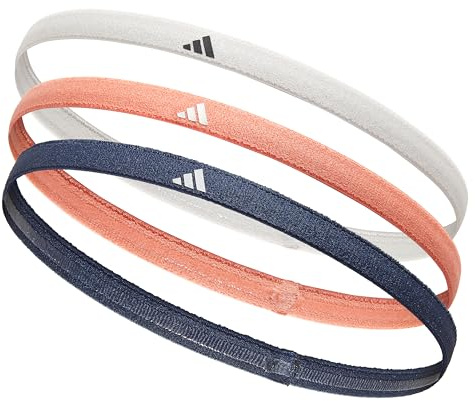 Adidas Haarbänder - Grau, Coral Fusion, Shadow Navy | Elastische Haar-Gummis aus Lycra mit rutschfestem Silikonstreifen. Ideales Zubehör für Training & Sport. Einheitsgröße.