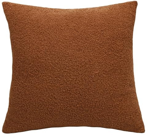 Egurs 1 Stück Teddy Plüsch Kopfkissenbezug Flauschig Teddy Fleece Kissenbezug Quadratisch Deko Kissenbezüge Teddyfell Kissenhülle Einfarbig Sofakissenbezug Plüschkissen 45x45cm Braun