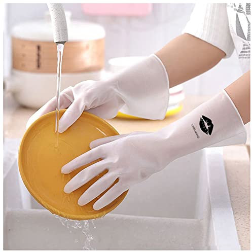 DUnLap Cleaning Gloves Cleaning Gloves Laundry Waterproof Plastic Leather Household Cleaning Non-Slip Durable Housework Dishwashing Tools Hand Gloves Eco Friendly Cleaning Gloves(Lip print,M)