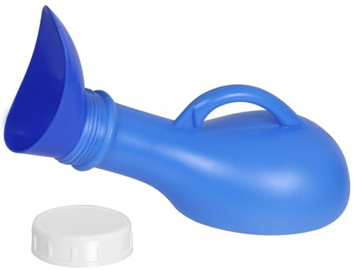 Urinal Toilet Portable, Unisex Urine Bottles 1L Spill Proof Urinal Bottle with Screw Lid and Female Urinal Attachment Travel Urine Container Wee Potty for Man and Women