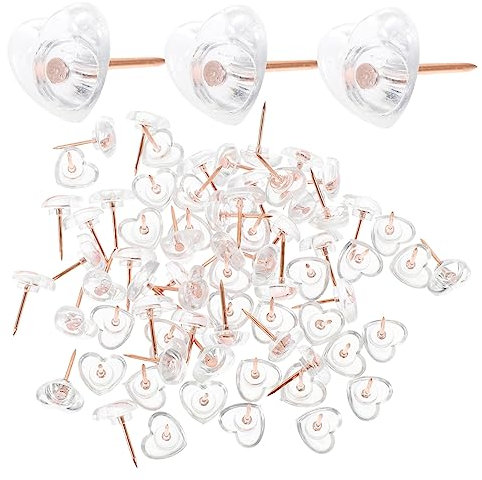 NUOBESTY 200 STK Reißzwecke Foto Stecknadeln Herzförmige Stecknadel Flache Stecknadeln Stecknadel Für Pinnwand Herz Reißnägel 100st Vernickelter Stahldraht Lagerung Dekorative Nägel