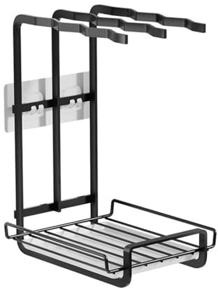 Xafrstyu Spülbecken Organizer, Küchen Organizer Spüle Metall, Waschbecken Abwasch Organizer Küche mit Abflusspfanne, Spülbeckenregal Spülbürstenhalter, für Küchen, Badezimmer (Schwarz)