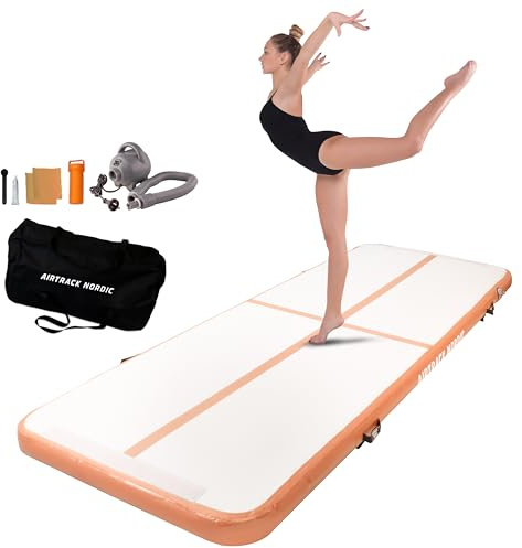 AirTrack Nordic Home 3m - Langlebig Air Track Matte mit Luftpumpe & Zubehör - Turnmatte Aufblasbar für Gymnastik & Yoga, Leicht transportierbar Air Tracking Gymnastikmatte Zuhause, Kinder & Erwachsene