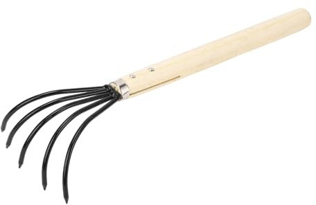 Rastrello da Giardino, Rastrello a Zampa D'elefante Coltivatore Manuale, 5 Denti in Acciaio Coltivatore a Zampa D'elefante Rastrello per Sarchiatura Zappatore Manuale per
