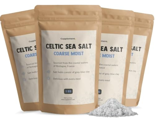 Cupplement Sel de mer celtique - 1 kg - 4 x 1 kg - Sel marin celtique grossier Guérande