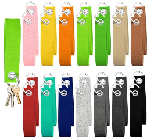 28 Pcs Schlüsselanhänger Filz,Schlüsselanhänger Stoff Filzanhänger Rohling | Filz Schlüsselanhänger,DIY Filz Schlüsselanhänger Rohlinge,DIY Dekoration Handwerk Schlüsselanhänger Ringe