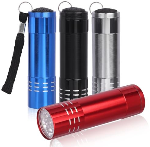 Bomiclss 4-Pack Mini Pocket Torch 3 Inch Colorful Small Torch for Kids with Lanyard Mini Torches Super Bright with 9 LEDs for Kids Camping Hiking Traveling Cycling Outdoors Party